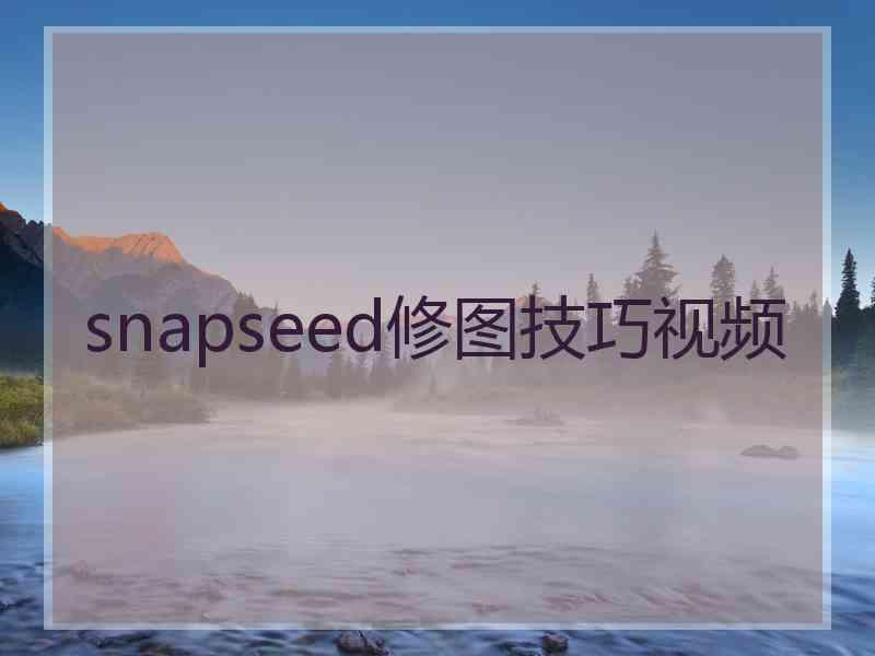 snapseed修图技巧视频