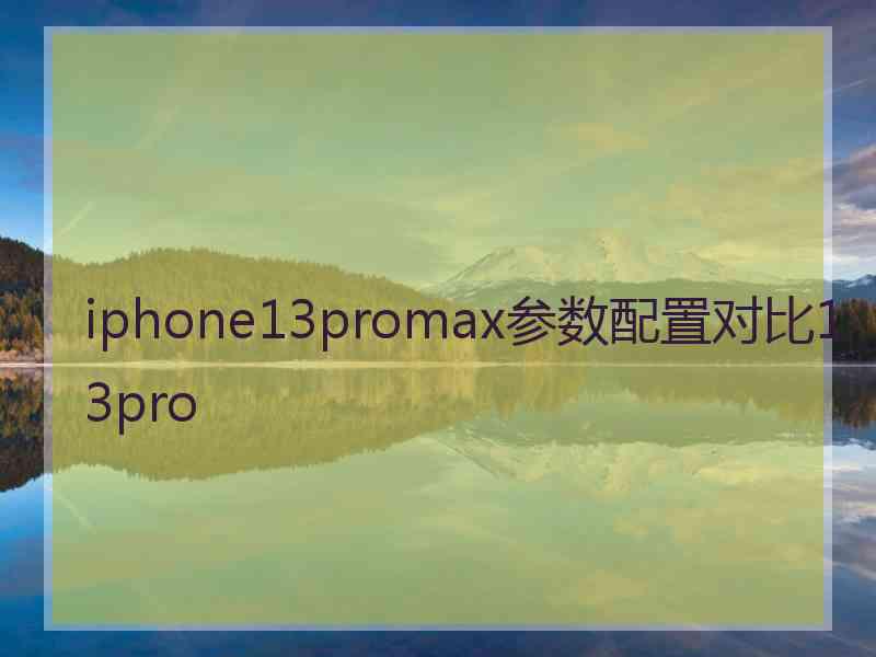 iphone13promax参数配置对比13pro