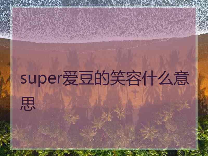 super爱豆的笑容什么意思