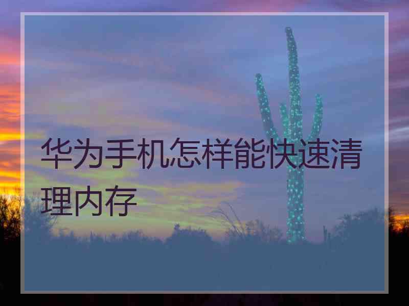 华为手机怎样能快速清理内存