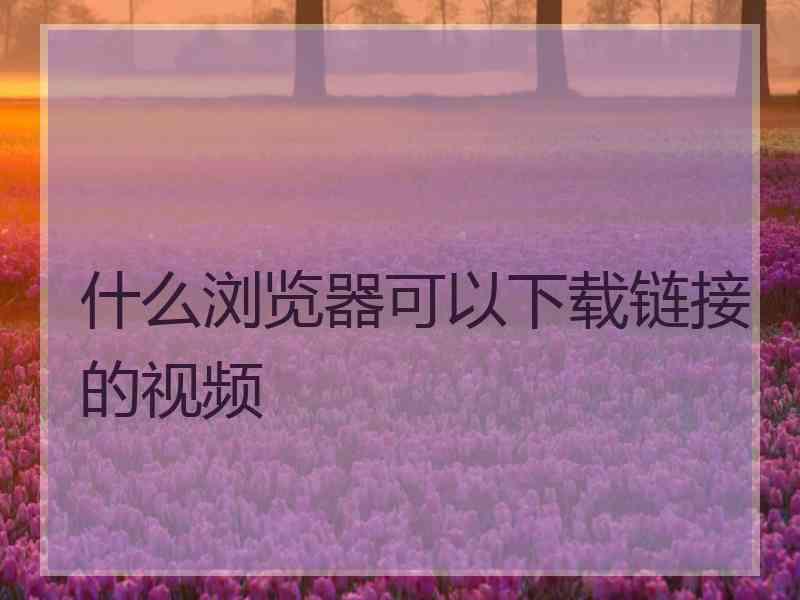 什么浏览器可以下载链接的视频