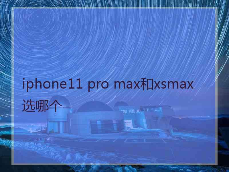 iphone11 pro max和xsmax选哪个