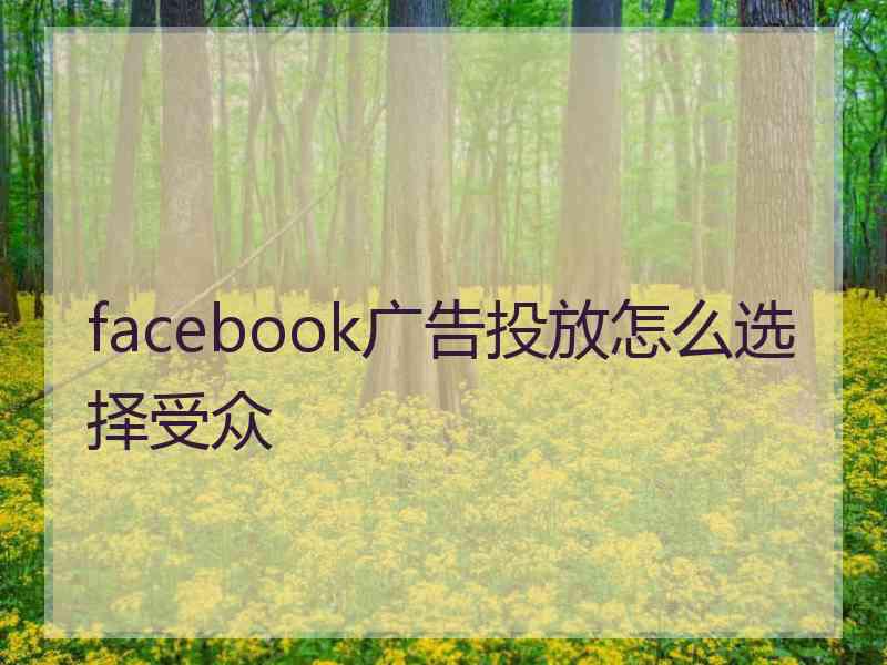 facebook广告投放怎么选择受众