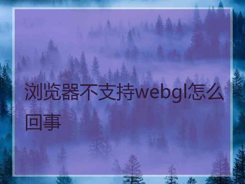 浏览器不支持webgl怎么回事