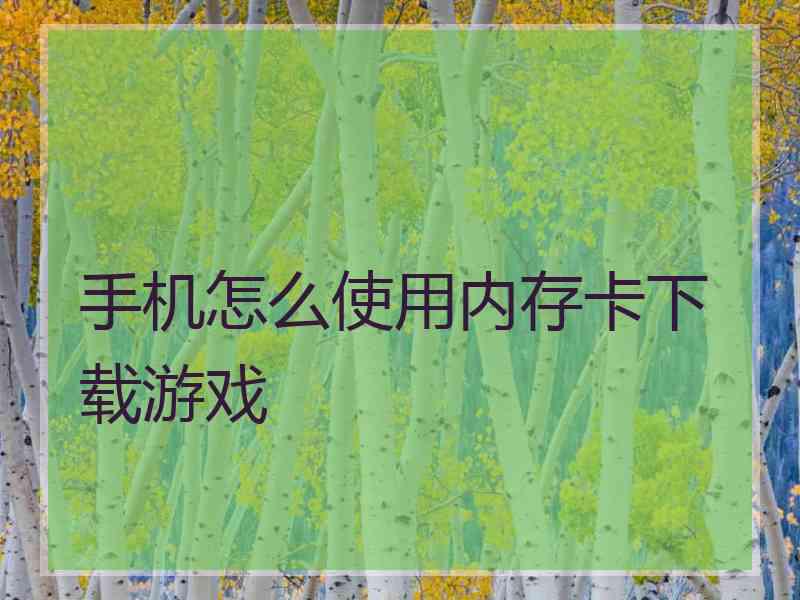 手机怎么使用内存卡下载游戏