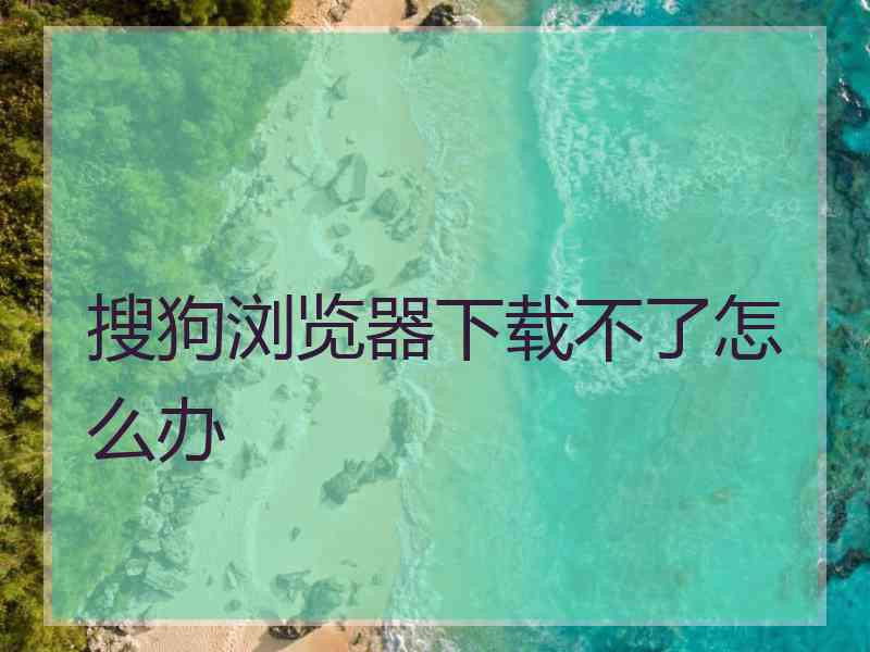 搜狗浏览器下载不了怎么办