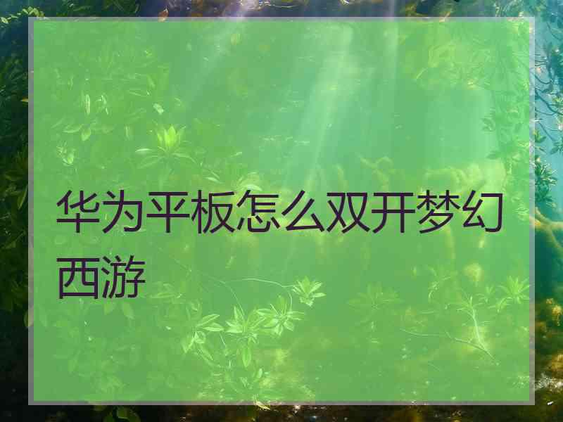 华为平板怎么双开梦幻西游