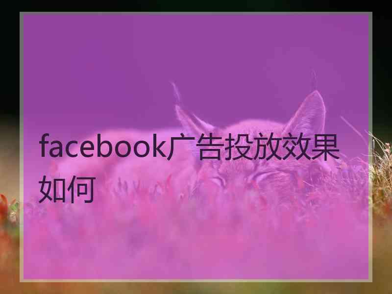 facebook广告投放效果如何