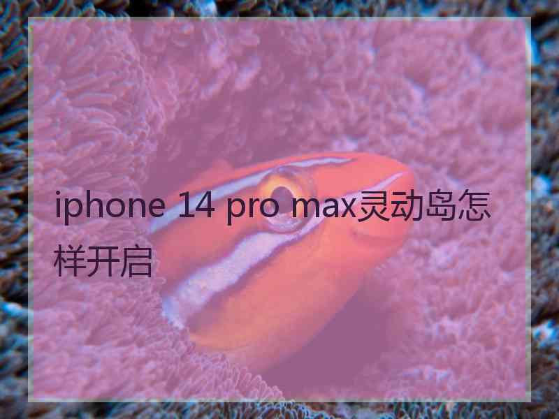 iphone 14 pro max灵动岛怎样开启