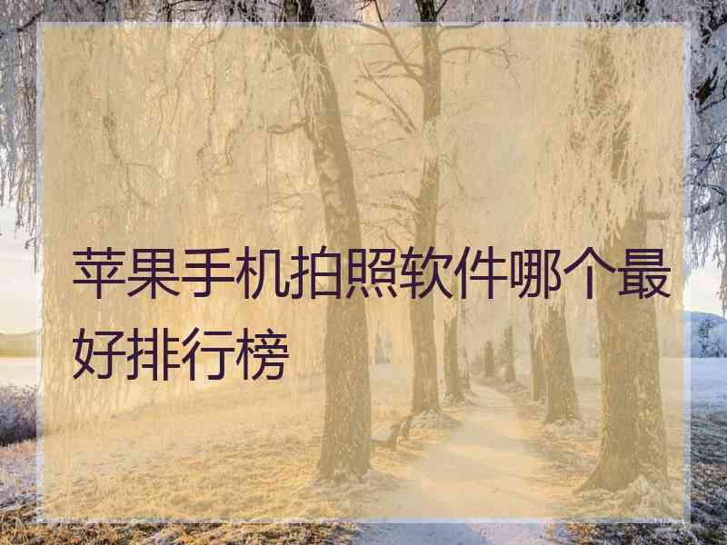 苹果手机拍照软件哪个最好排行榜