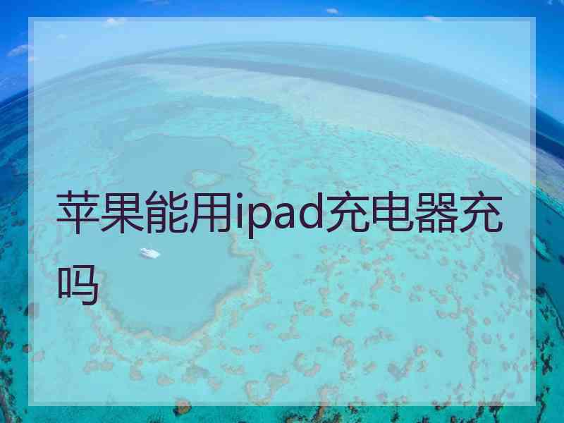 苹果能用ipad充电器充吗