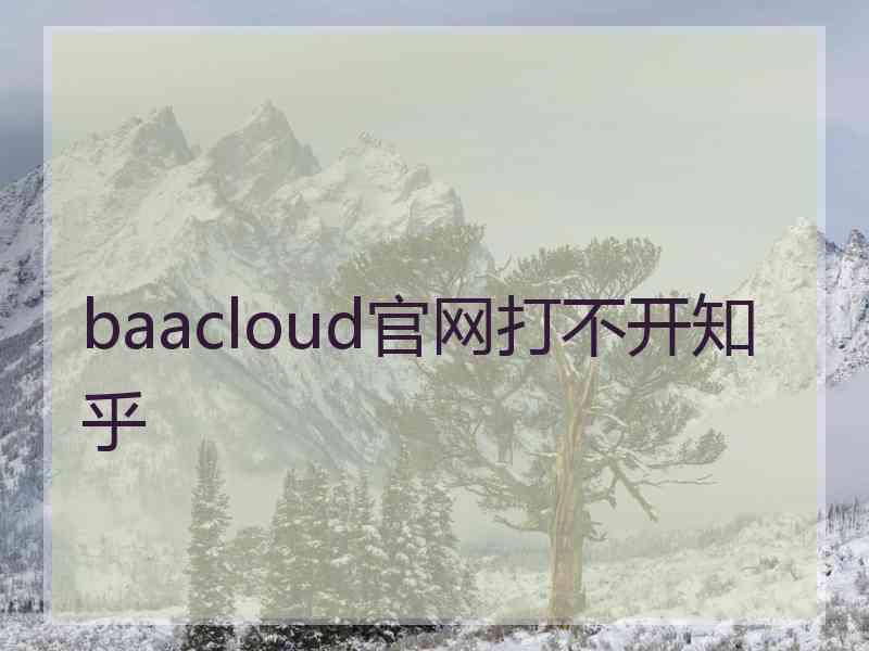 baacloud官网打不开知乎