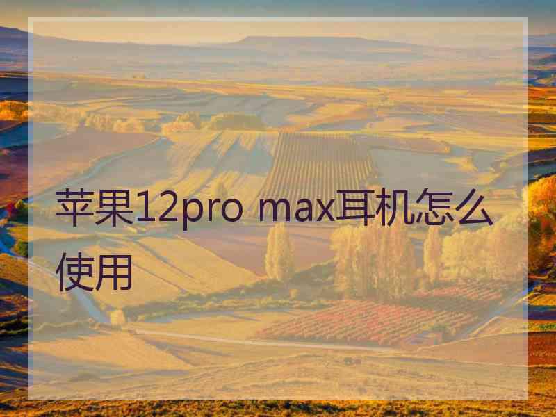 苹果12pro max耳机怎么使用