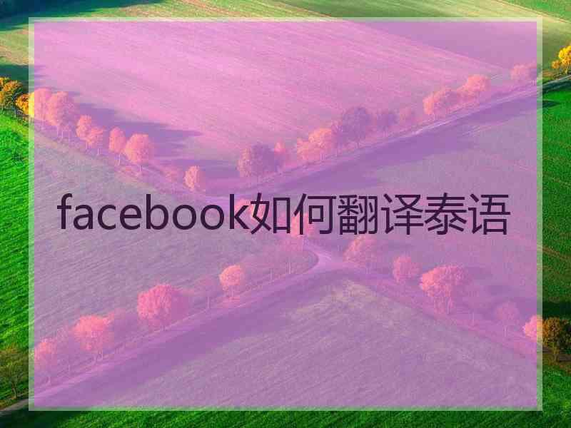 facebook如何翻译泰语