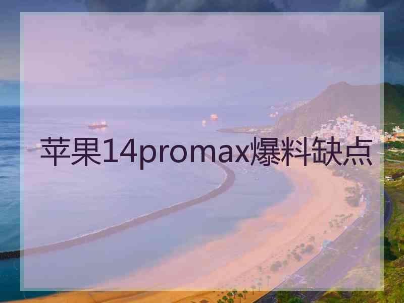 苹果14promax爆料缺点