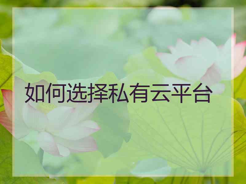 如何选择私有云平台