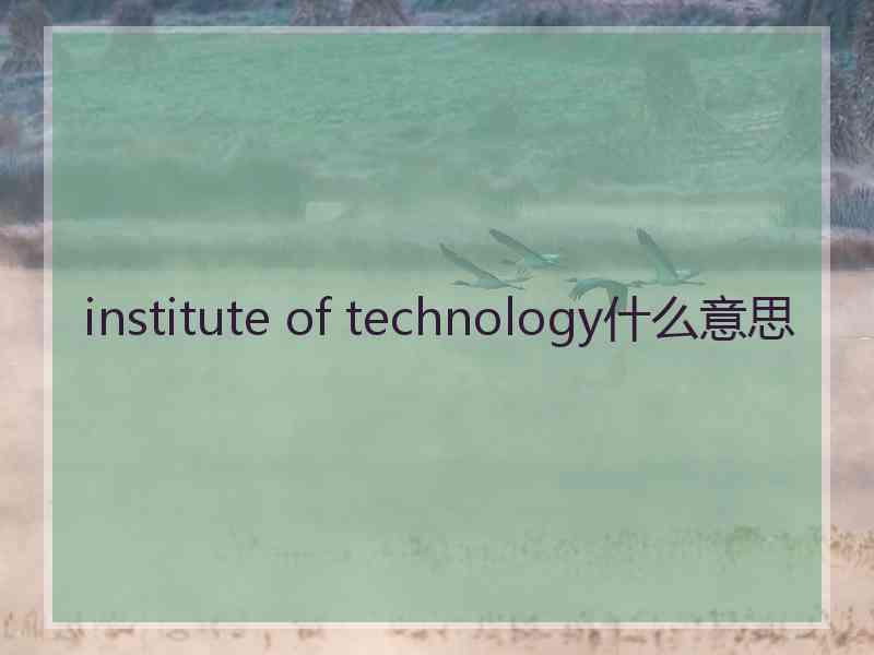 institute of technology什么意思