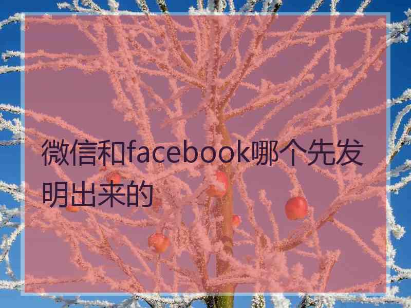 微信和facebook哪个先发明出来的