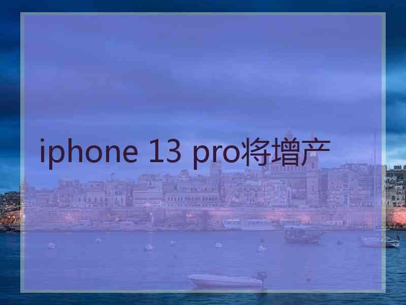 iphone 13 pro将增产