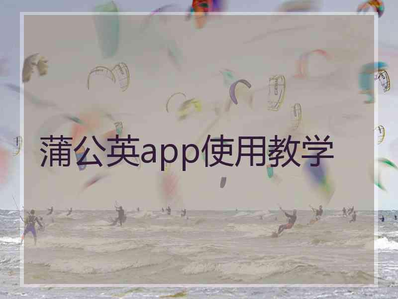 蒲公英app使用教学