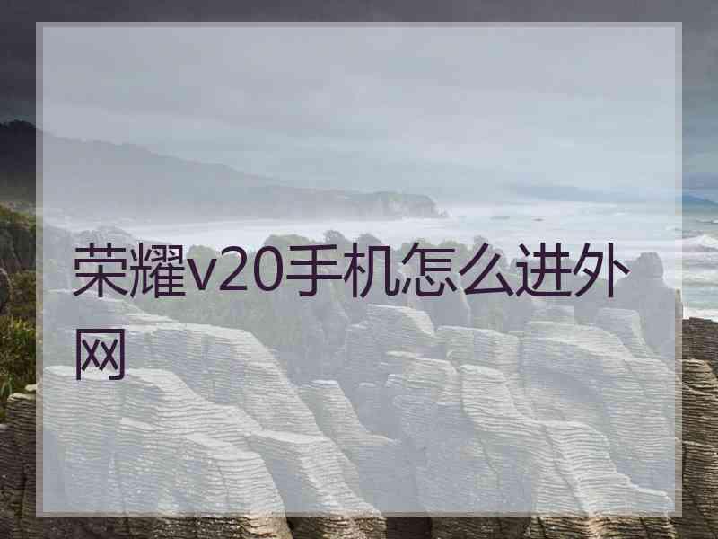 荣耀v20手机怎么进外网