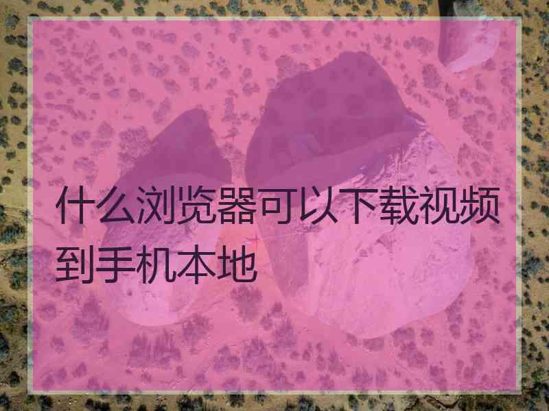 什么浏览器可以下载视频到手机本地