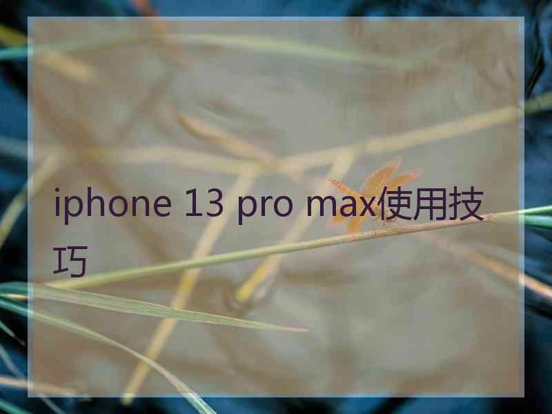 iphone 13 pro max使用技巧