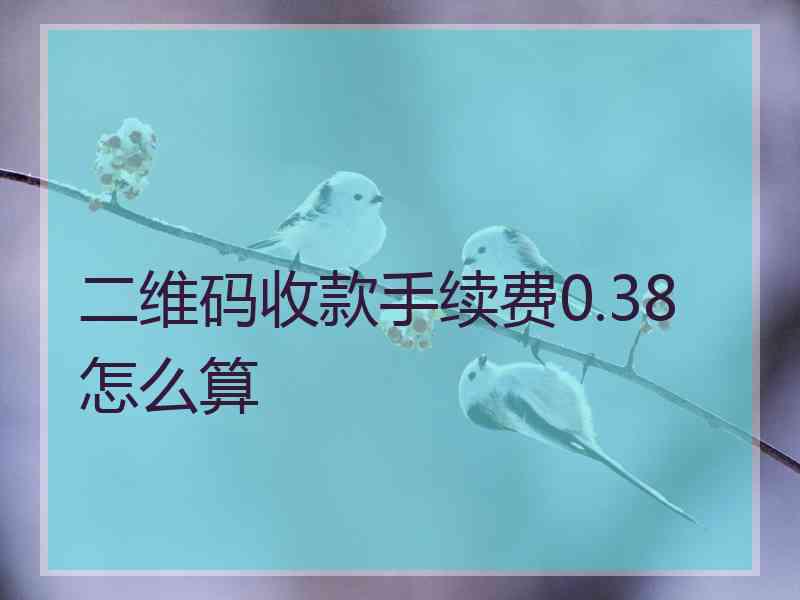 二维码收款手续费0.38怎么算