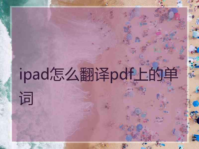 ipad怎么翻译pdf上的单词