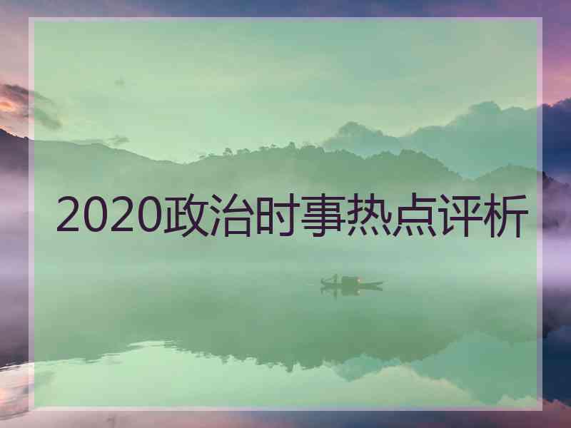 2020政治时事热点评析