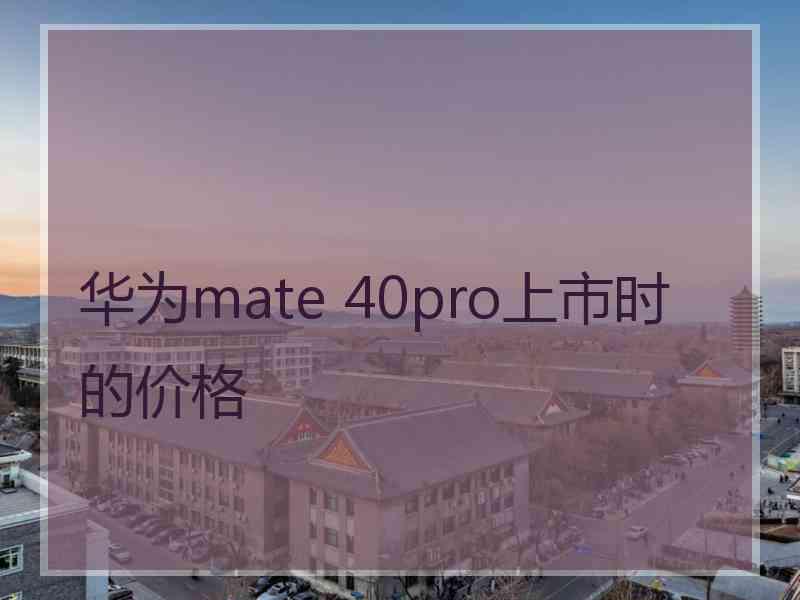 华为mate 40pro上市时的价格