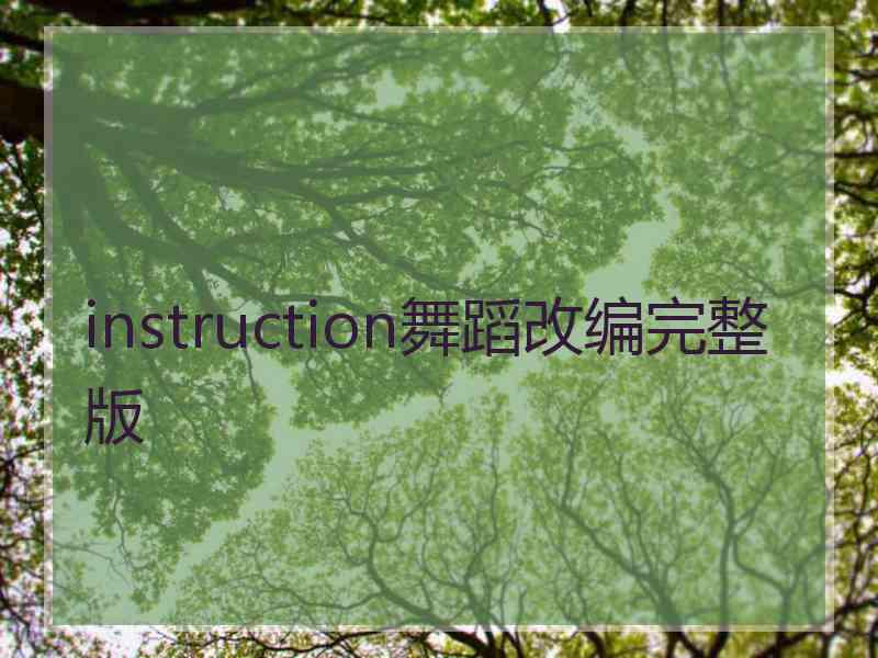 instruction舞蹈改编完整版