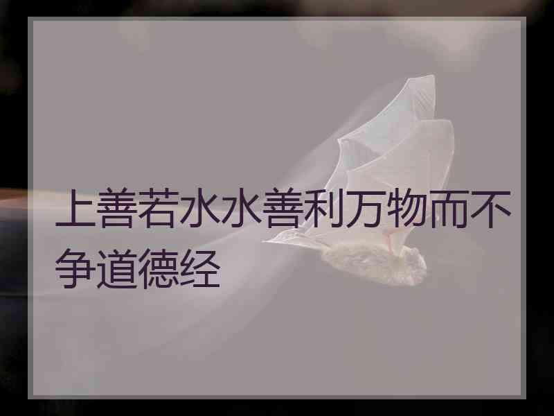 上善若水水善利万物而不争道德经