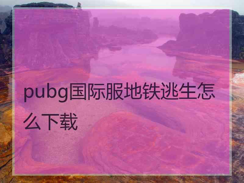 pubg国际服地铁逃生怎么下载