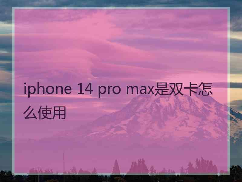 iphone 14 pro max是双卡怎么使用