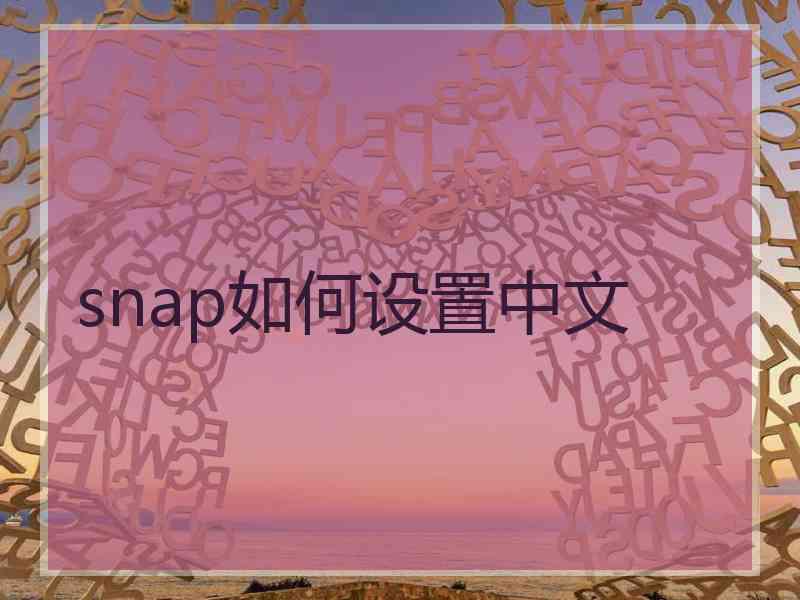 snap如何设置中文