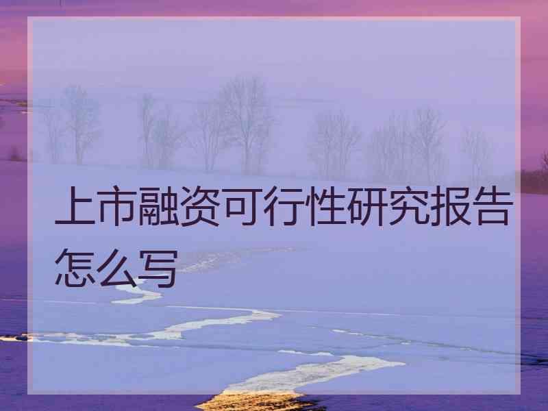 上市融资可行性研究报告怎么写