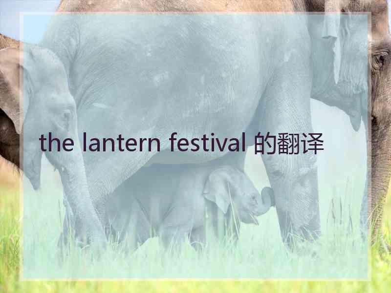 the lantern festival 的翻译