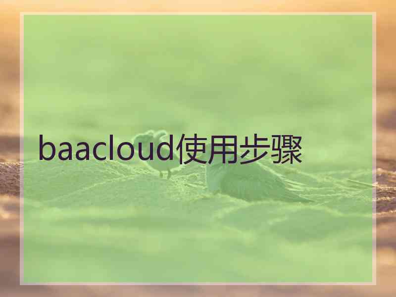 baacloud使用步骤